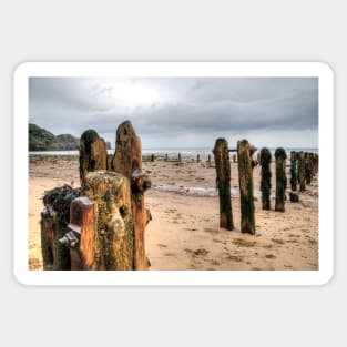 Worn Groyne At Sandsend Beach, Yorkshire, UK Sticker